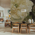 Heirloom White Rose on Black Mural Wallpaper - room preview 02
