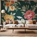 Floral Solitude Green Mural Wallpaper - room preview 02
