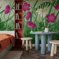 Geranium Meadow, Green Mural Wallpaper - room preview 02