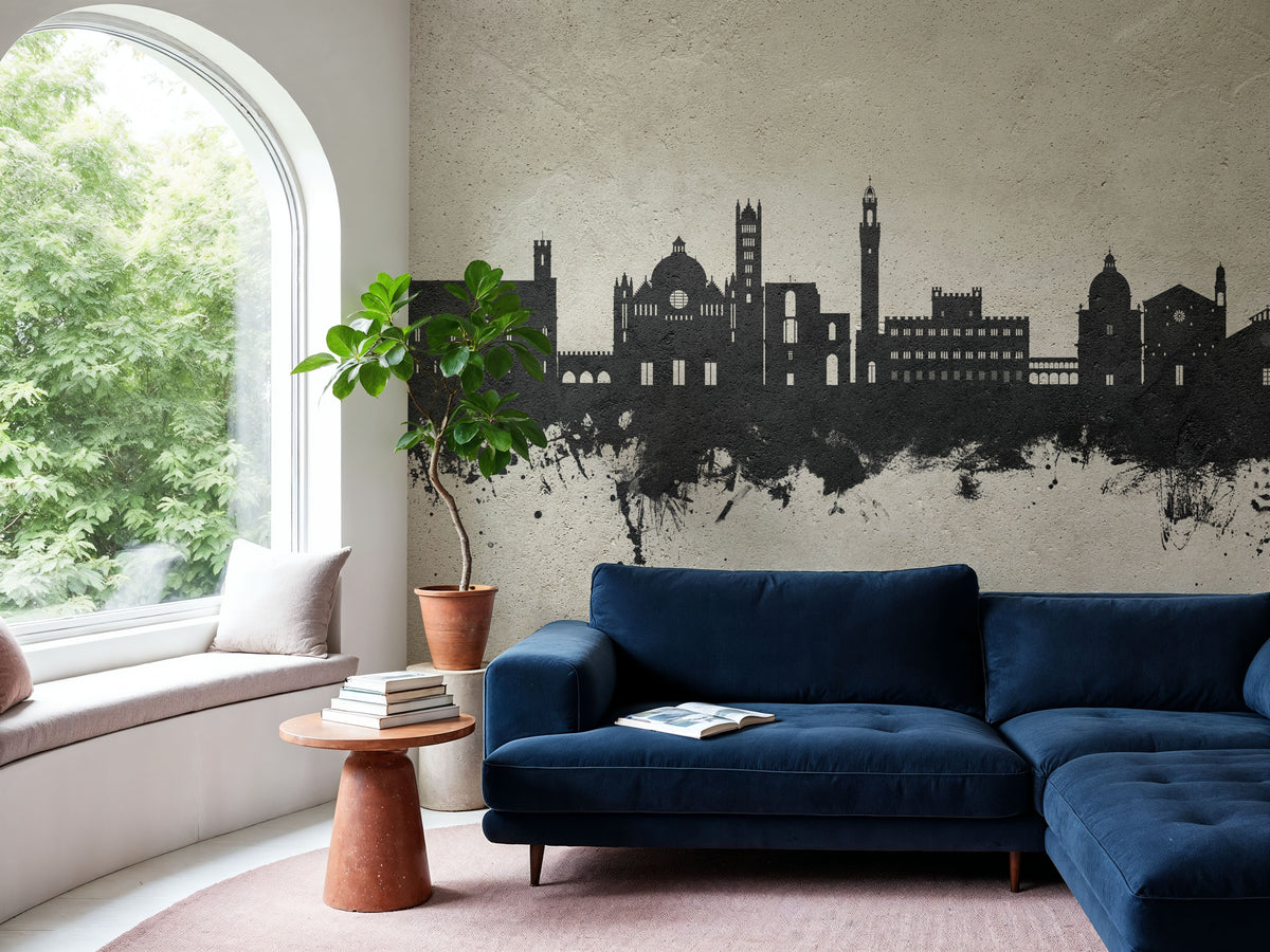 Siena Italy Skyline Concrete Mural Wallpaper - room preview 02