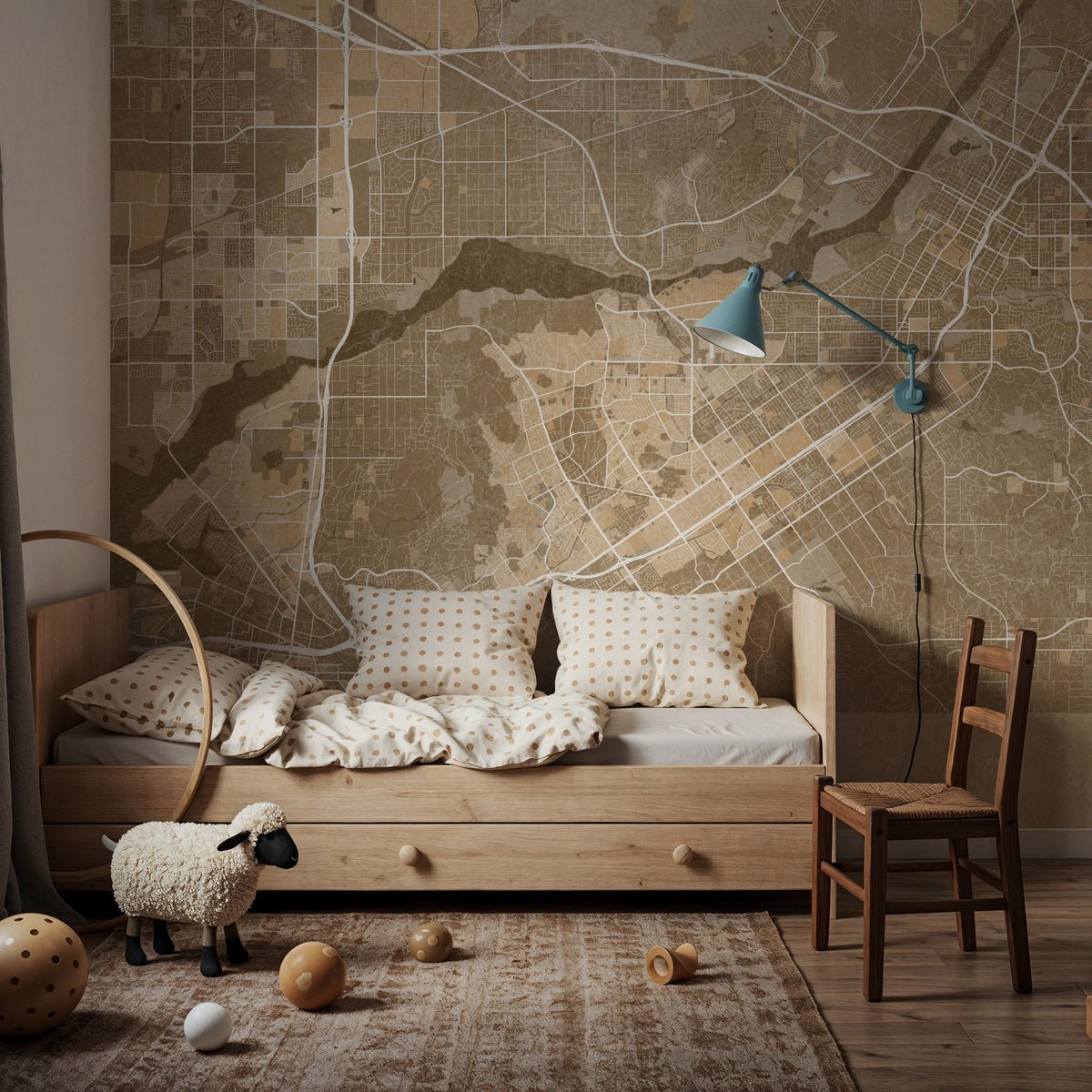 Riverside Ochre Mural Wallpaper - room preview 02