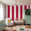 Scalloped Circus Stripes, Red Mural Wallpaper - room preview 02