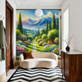 Mountain View Through Open Window Mural Wallpaper - room preview 02