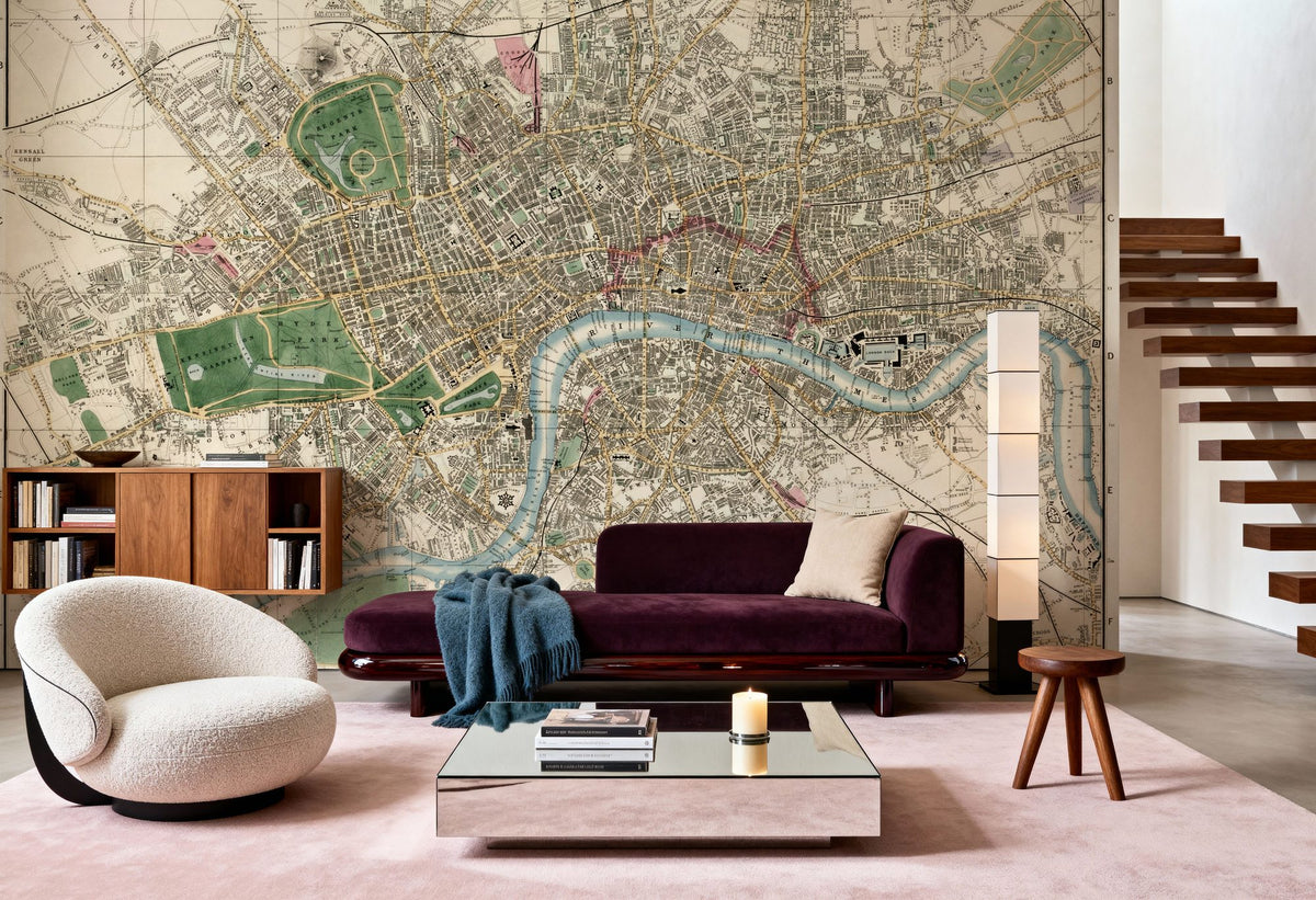 1853 Map of London Mural Wallpaper - room preview 02
