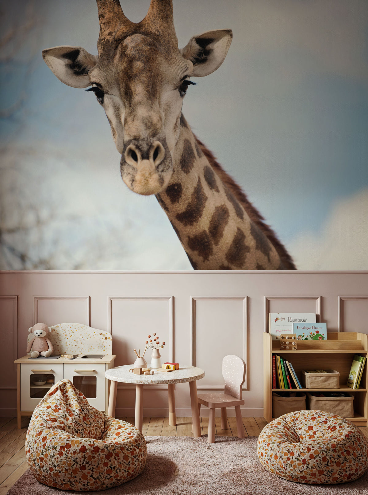 Giraffe Portrait I Mural Wallpaper - room preview 02