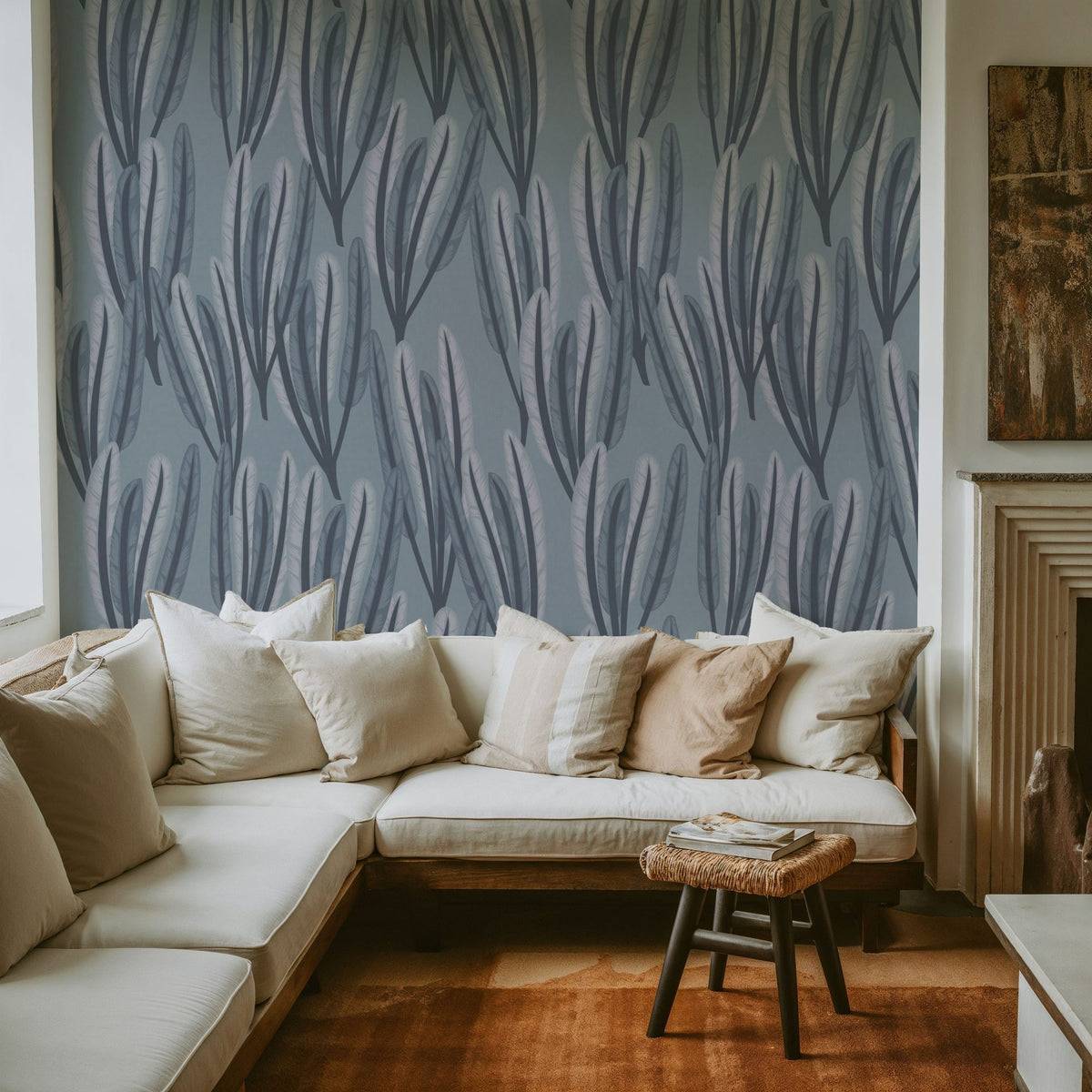 Palm on Grey Mural Wallpaper - room preview 02