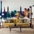 Erlangen Germany Skyline Blue & Bronze Mural Wallpaper - room preview 02