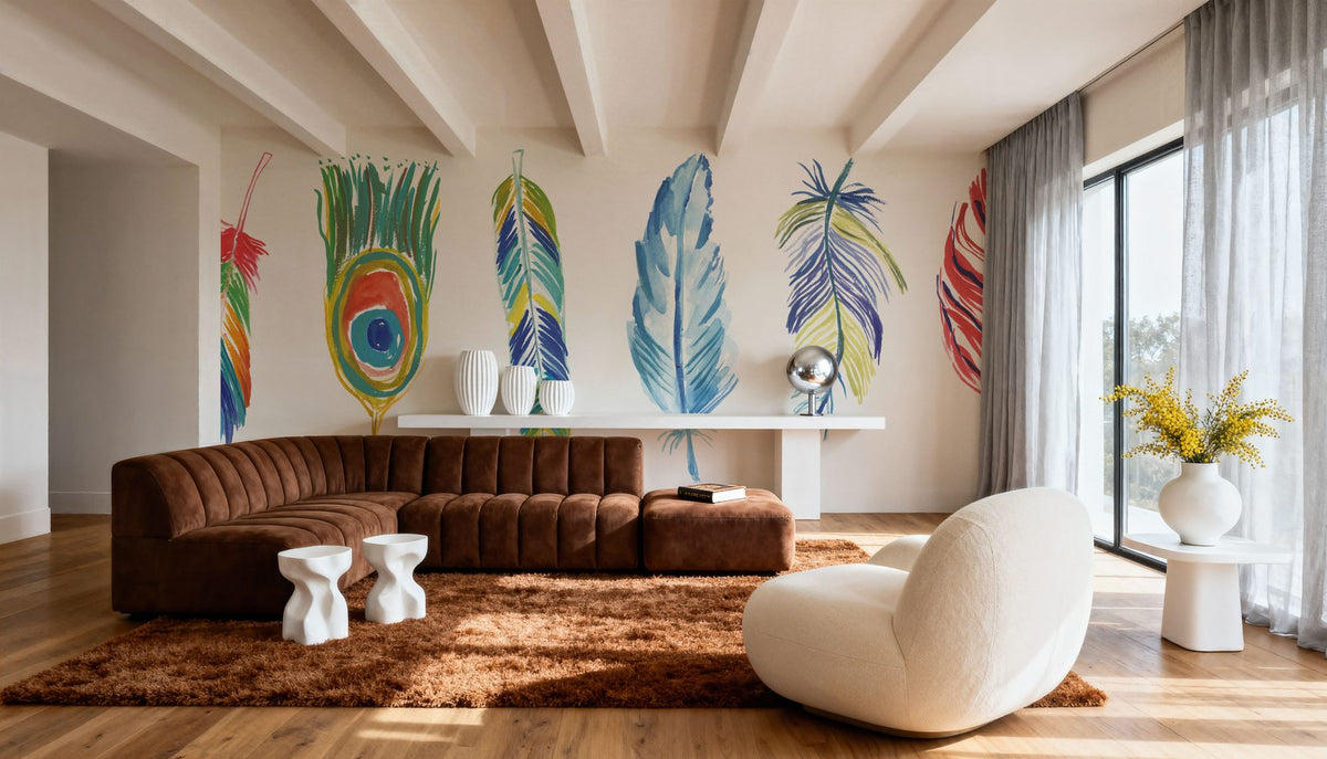 Rainbow Feathers I Mural Wallpaper - room preview 02