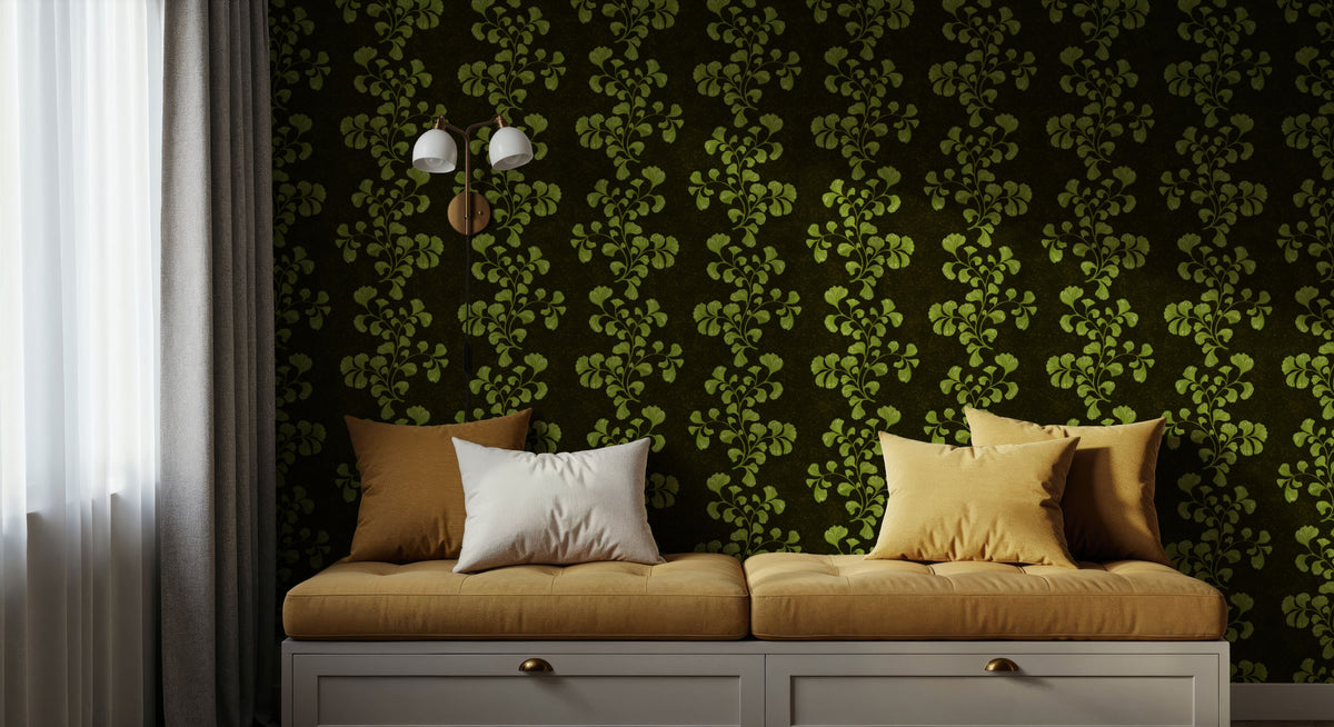 Fern Stripes, Fresh Green Mural Wallpaper - room preview 02