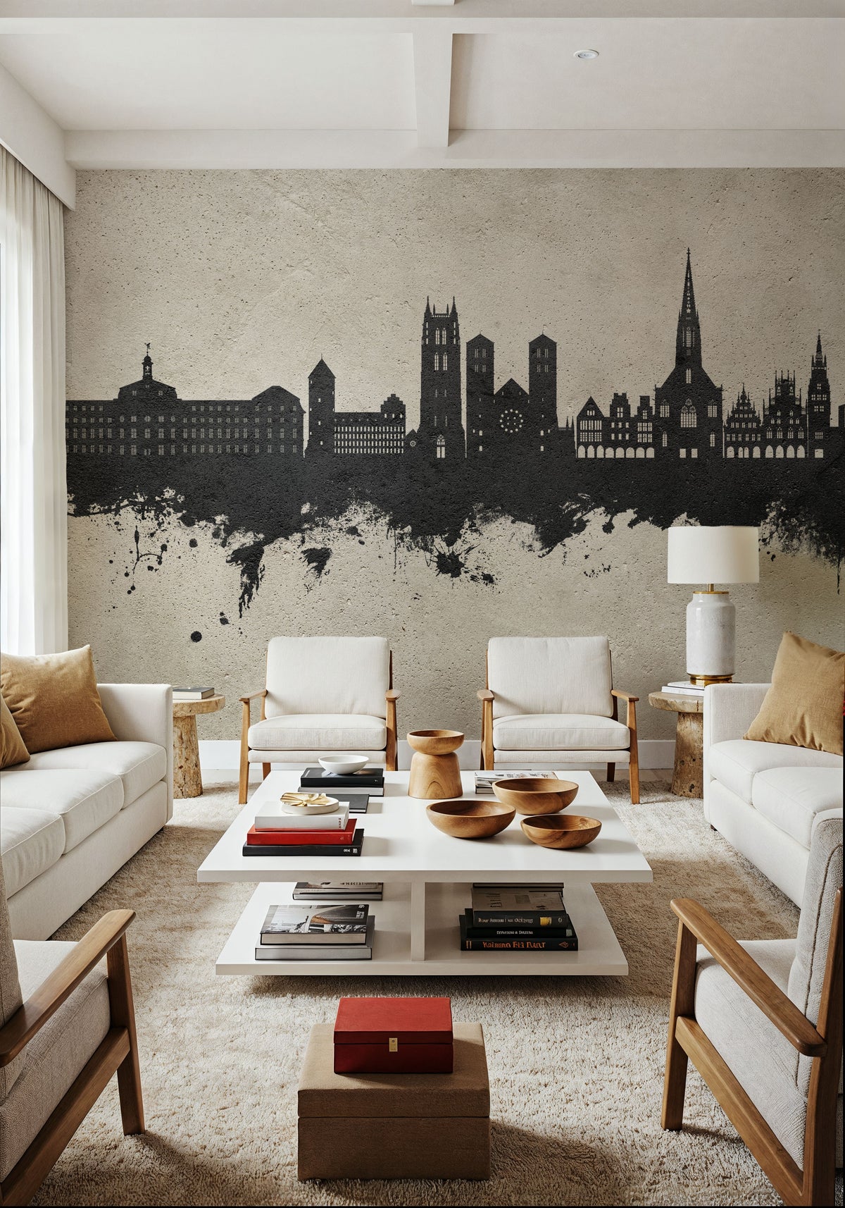 Münster Germany Skyline Concrete Mural Wallpaper - room preview 02