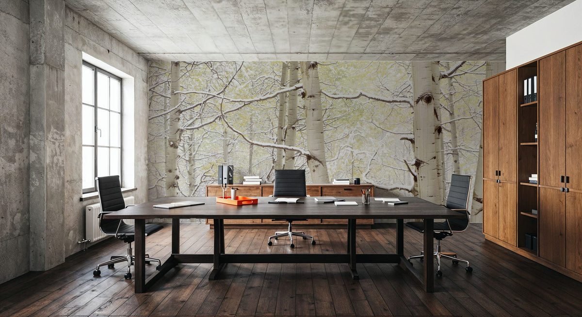 Winter Birch Forest Mural Wallpaper - room preview 02