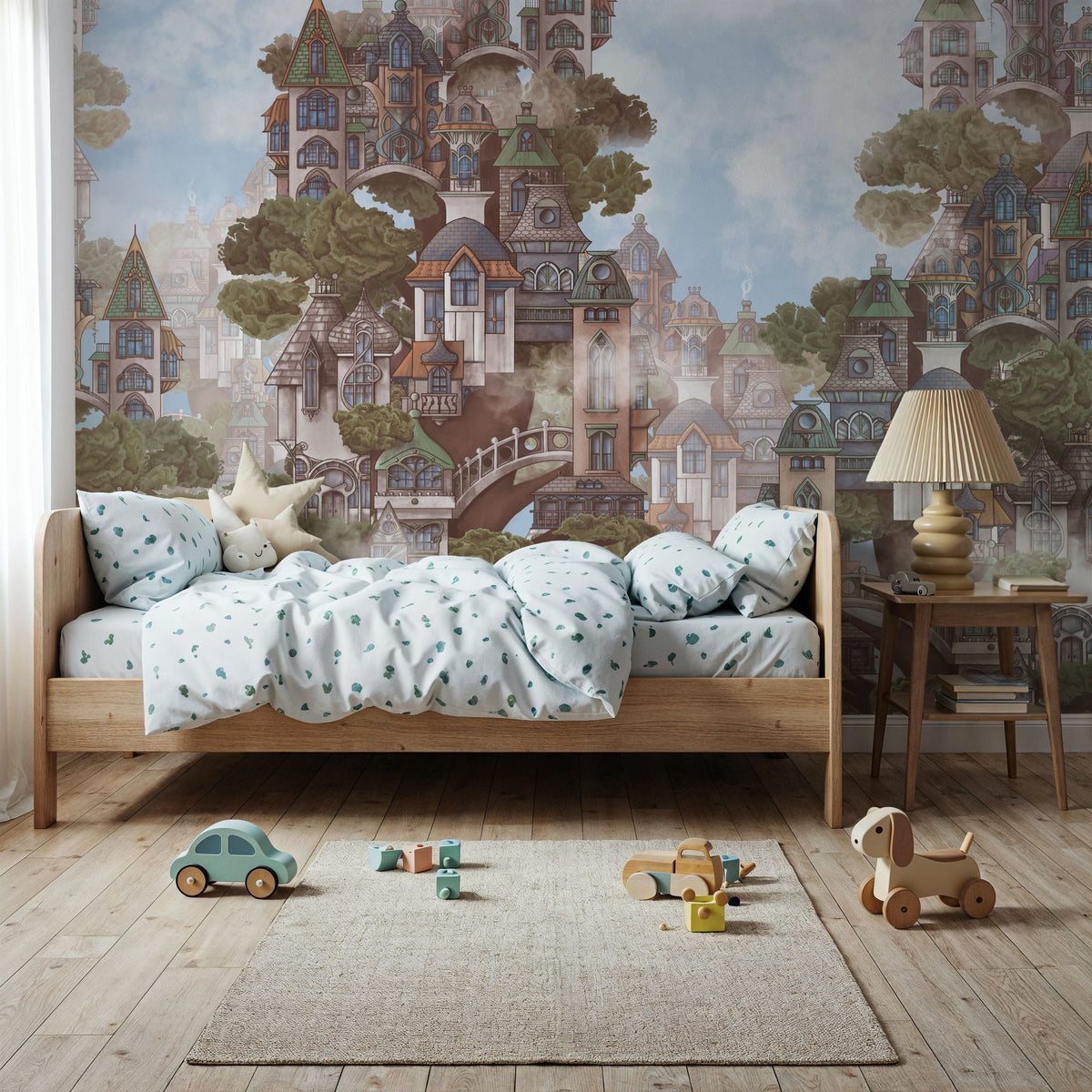 Treehouse Neighborhood Warm Mural Wallpaper - room preview 02