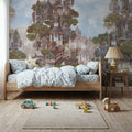 Treehouse Neighborhood Warm Mural Wallpaper - room preview 02