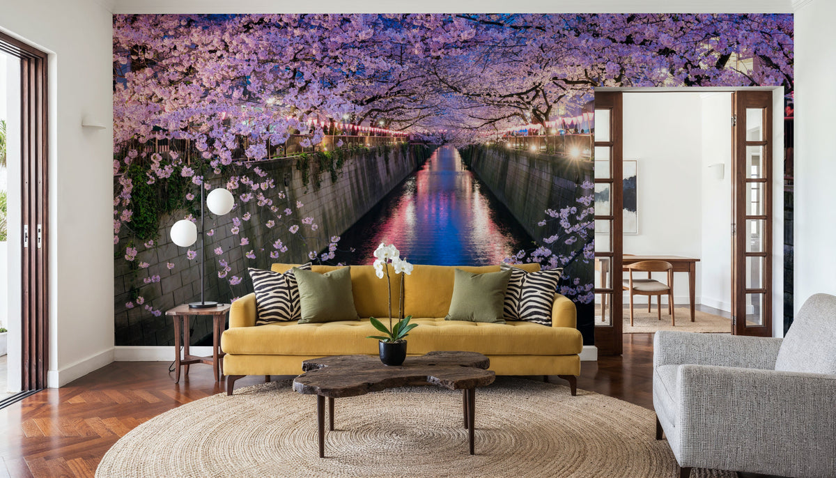 Nakameguro Cherry Blossom Mural Wallpaper - room preview 02