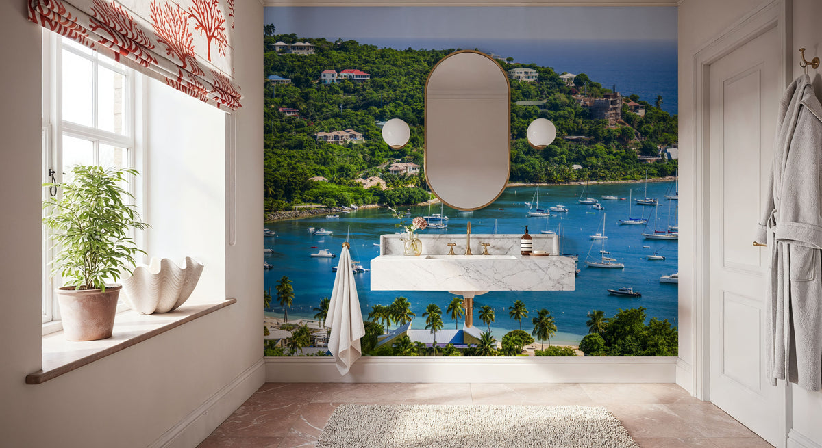 Tropical Harbor Mural Wallpaper - room preview 02