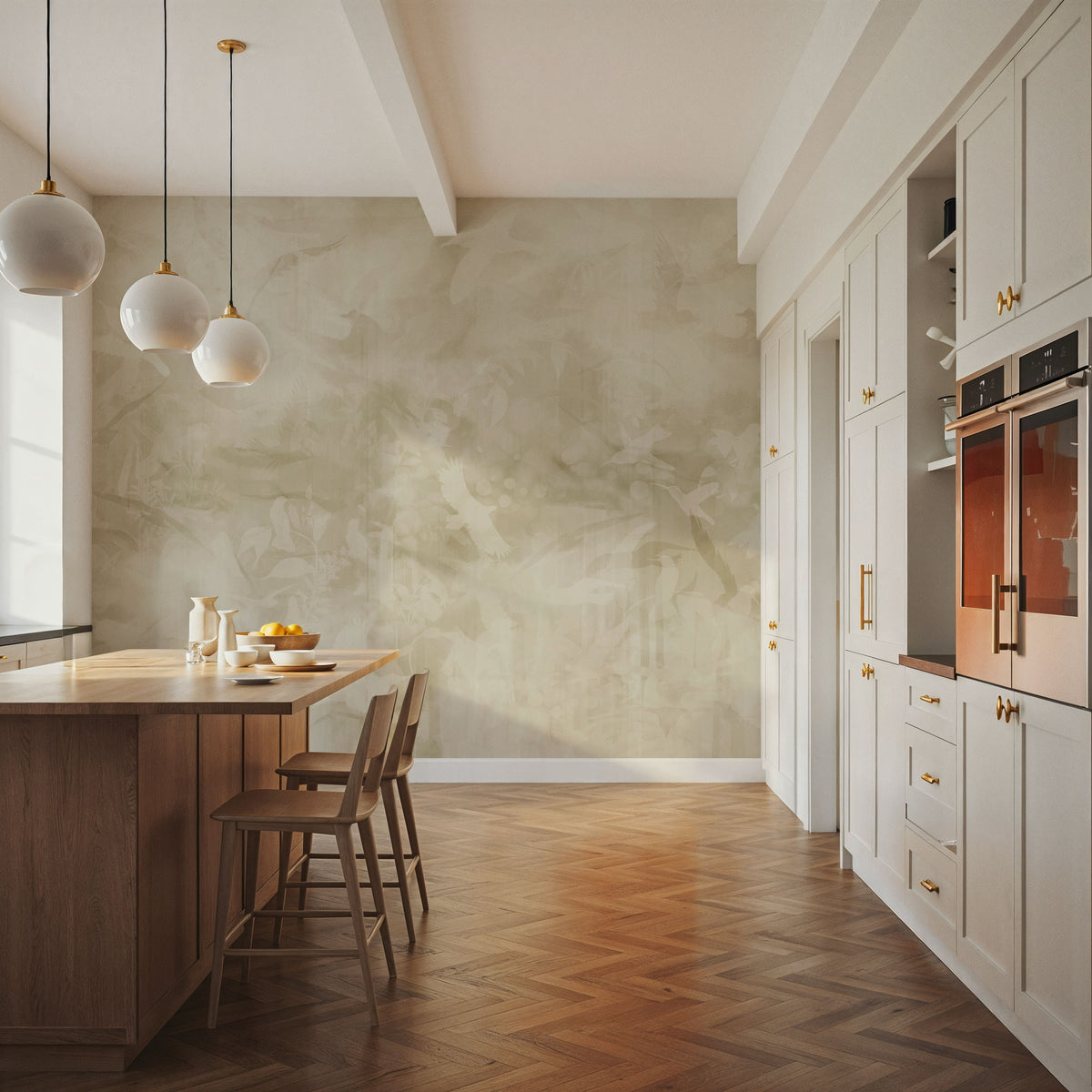 Birds of Freedom Yellowish Mural Wallpaper - room preview 02