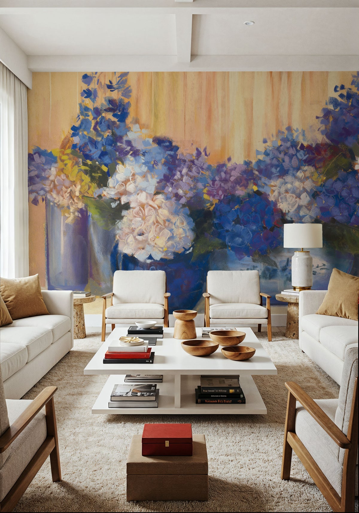 Country Hydrangea Mural Wallpaper - room preview 02