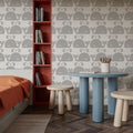 Wandering Whales, Grey Mural Wallpaper - room preview 02