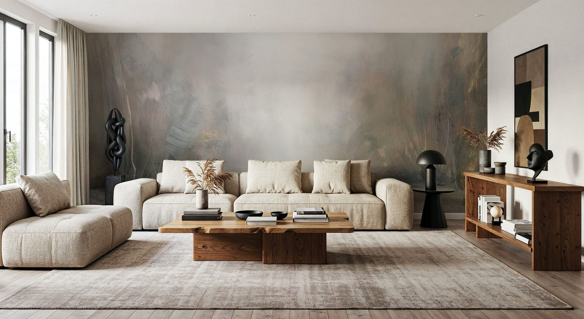 Taupe Horizon Mural Wallpaper - room preview 02