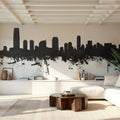 Jersey City New York Skyline Black & White Mural Wallpaper - room preview 02