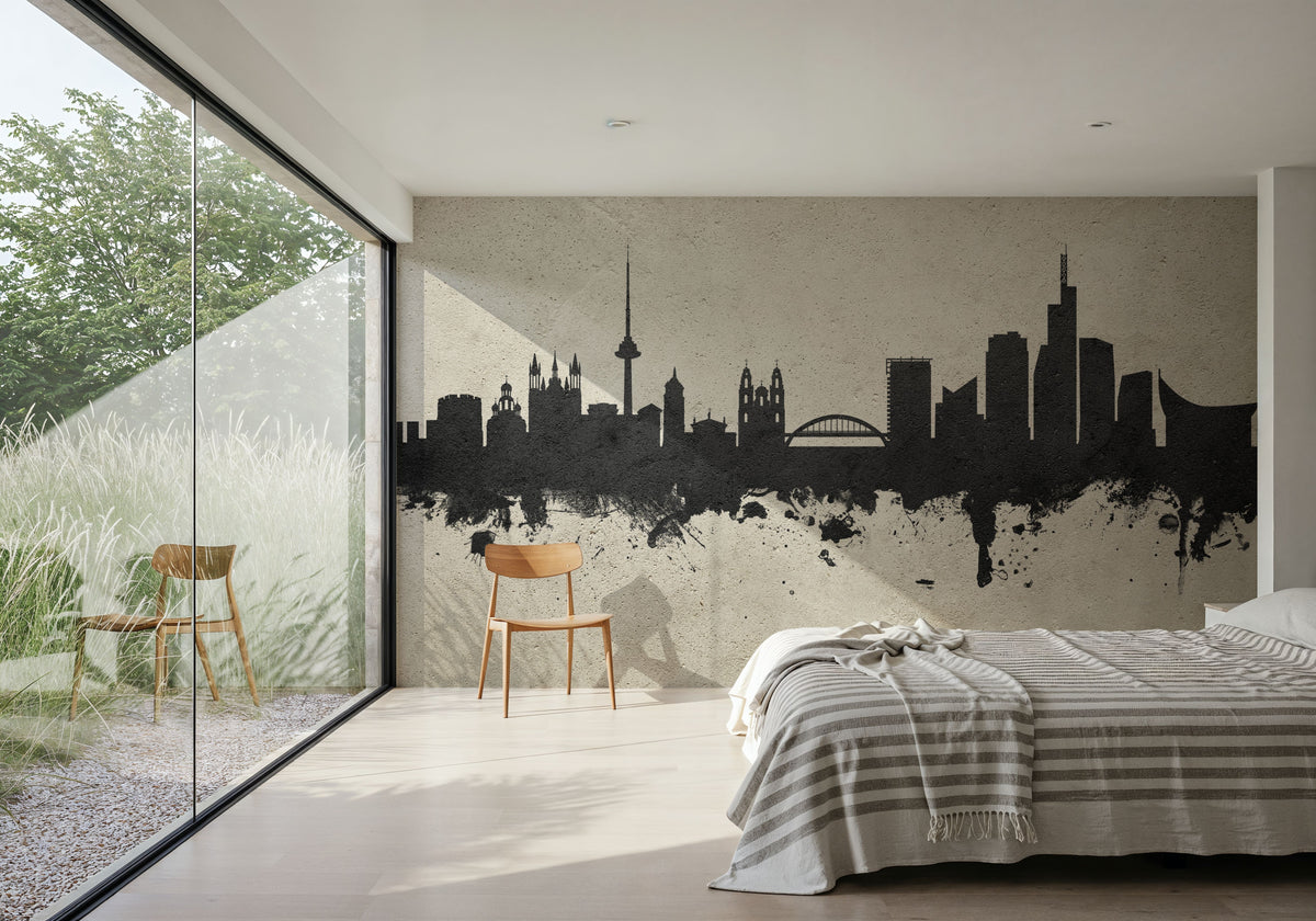 Vilnius Lithuania Skyline Concrete Mural Wallpaper - room preview 02