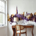 Derry Northern Ireland Skyline Purple & Gold Mural Wallpaper - room preview 02