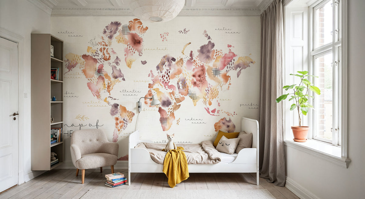 Desert Bloom Map Mural Wallpaper - room preview 02