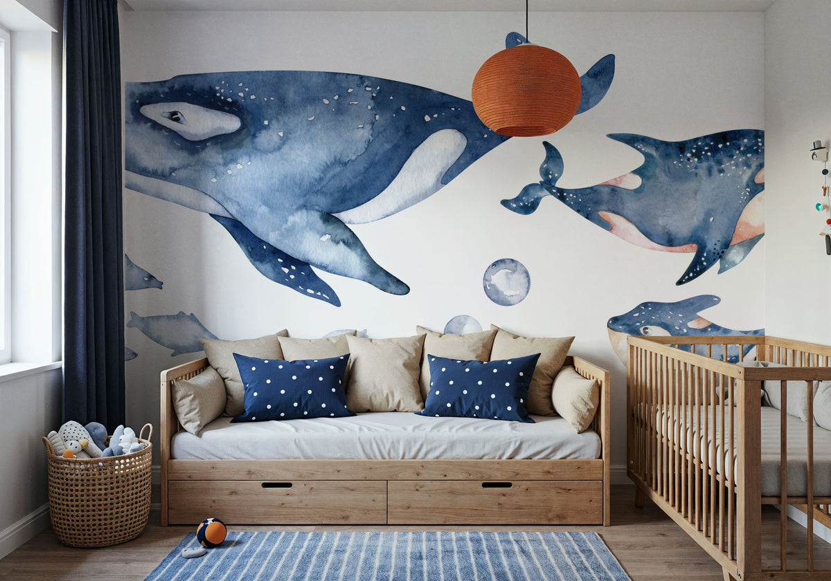 Whale Song Mural Wallpaper - room preview 02