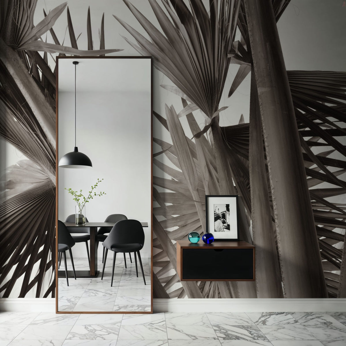 Sepia Palms Mural Wallpaper - room preview 02