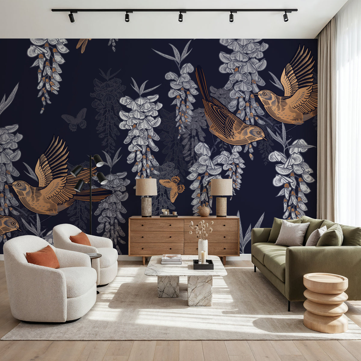 Elegant Birds Mural Wallpaper - room preview 02