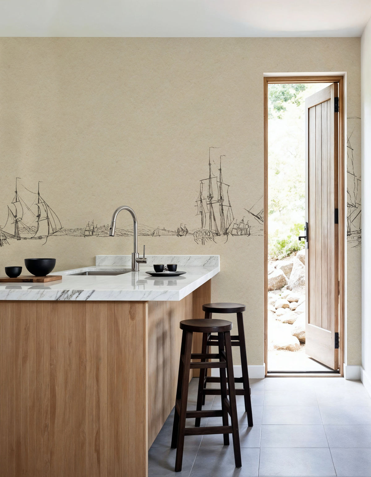 Sketch of the Harbor II Mural Wallpaper - room preview 02