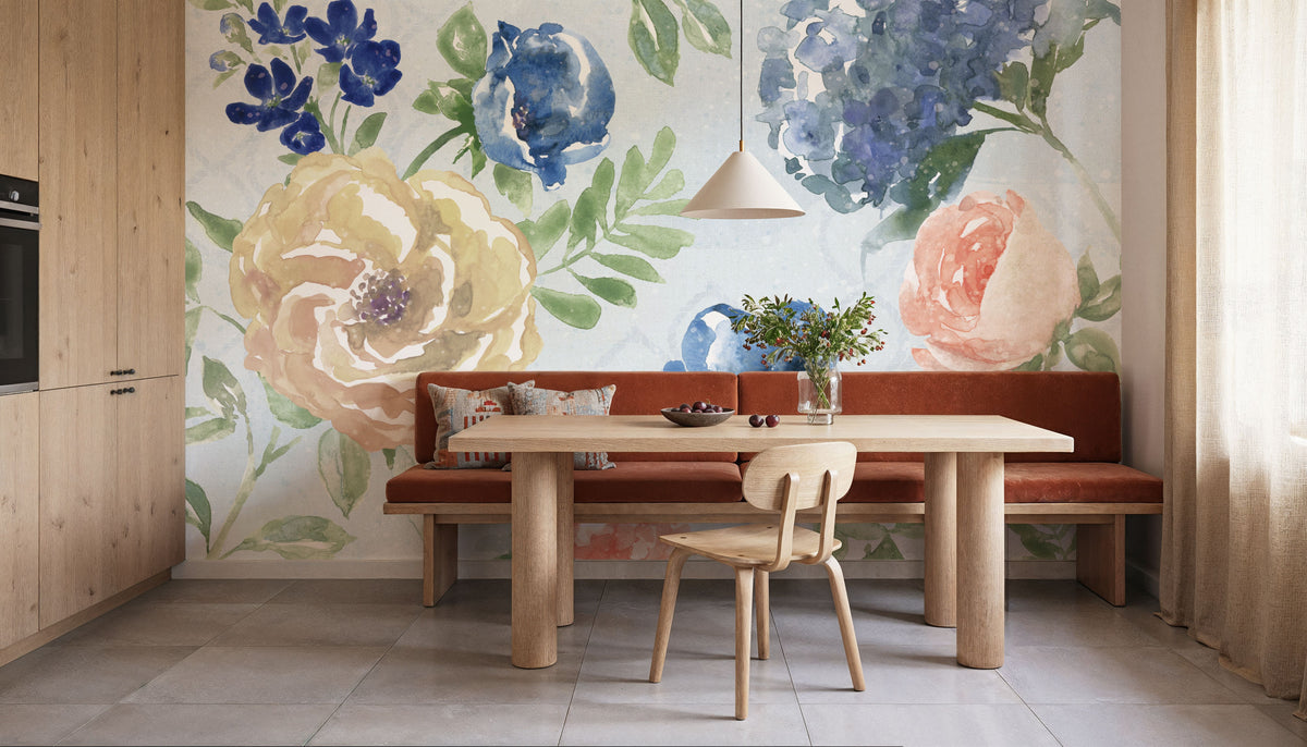 Botanical Coast Blue Mural Wallpaper - room preview 02
