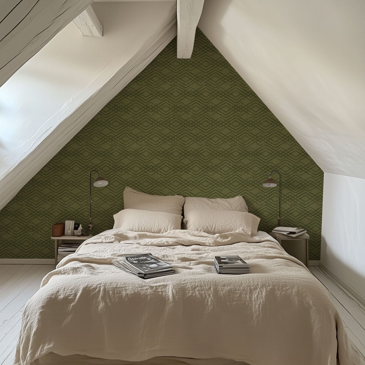 Woodland Waves Green Mural Wallpaper - room preview 02