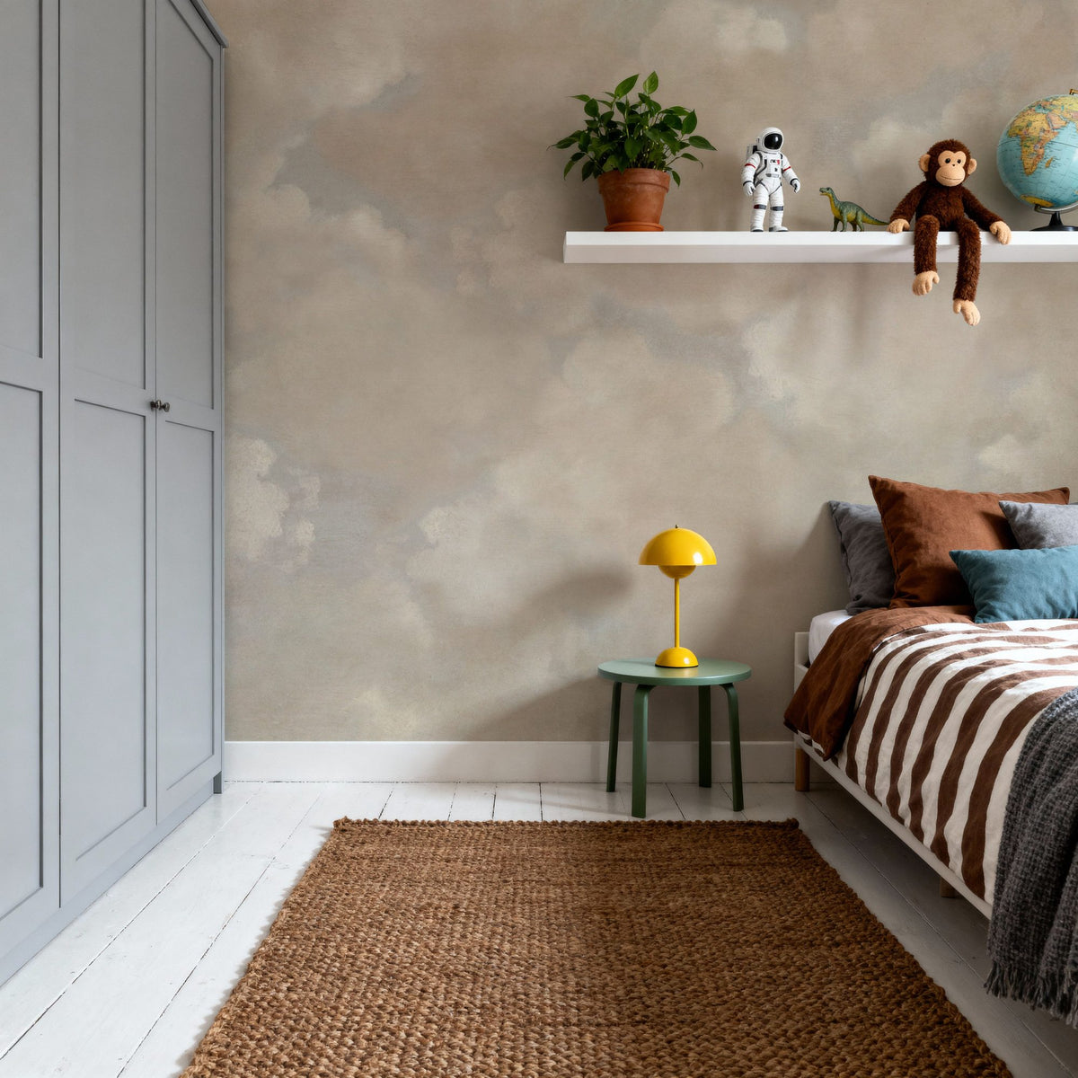 Painted Dreamy Clouds, Alpine Oat Mural Wallpaper - room preview 02