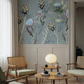 Artichoke Blooms, French Blue Mural Wallpaper - room preview 02