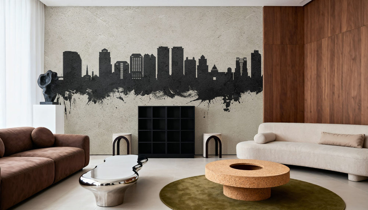 West Palm Beach Florida Skyline Concrete Mural Wallpaper - room preview 02