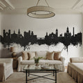 Nashua New Hampshire Skyline Black & White Mural Wallpaper - room preview 02