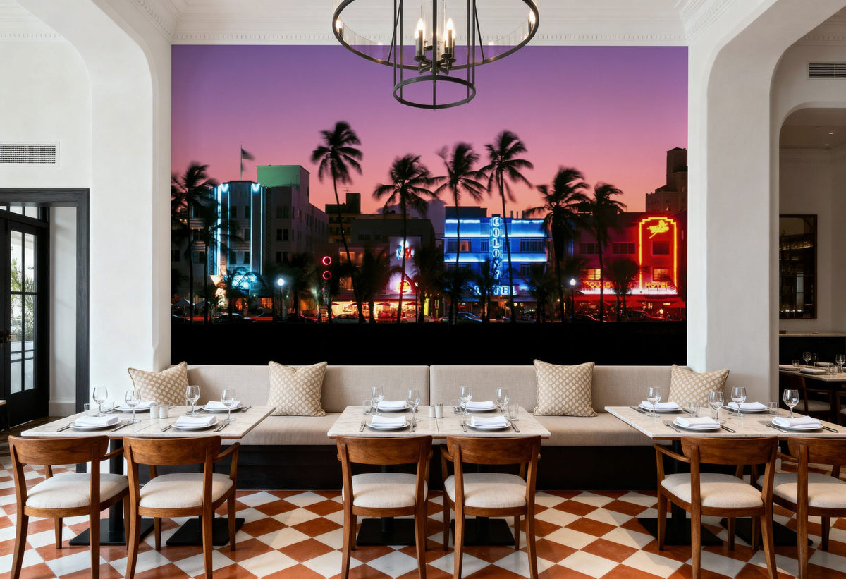 Neon Sunset Boulevard Mural Wallpaper - room preview 02