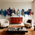 Galway Ireland Skyline Blue & Bronze Mural Wallpaper - room preview 02