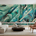 Oceanic Serenade Scene in Art Deco Mural Wallpaper - room preview 02