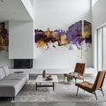Chisinau Moldova Skyline Purple & Gold Mural Wallpaper - room preview 02