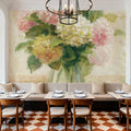 Cottage Hydrangeas in Pink Mural Wallpaper - room preview 02
