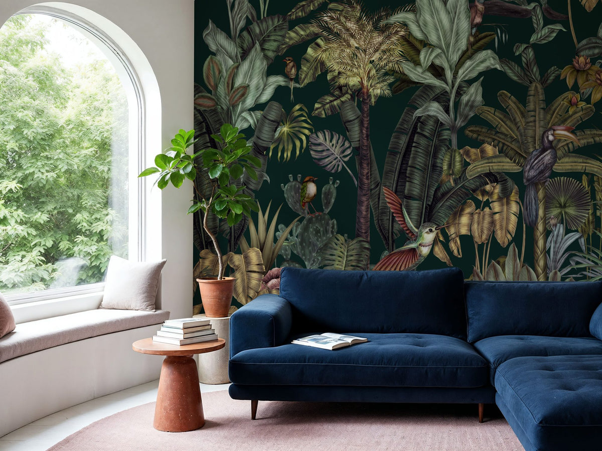 Tropical Wonderland, Forest Green Mural Wallpaper - room preview 02