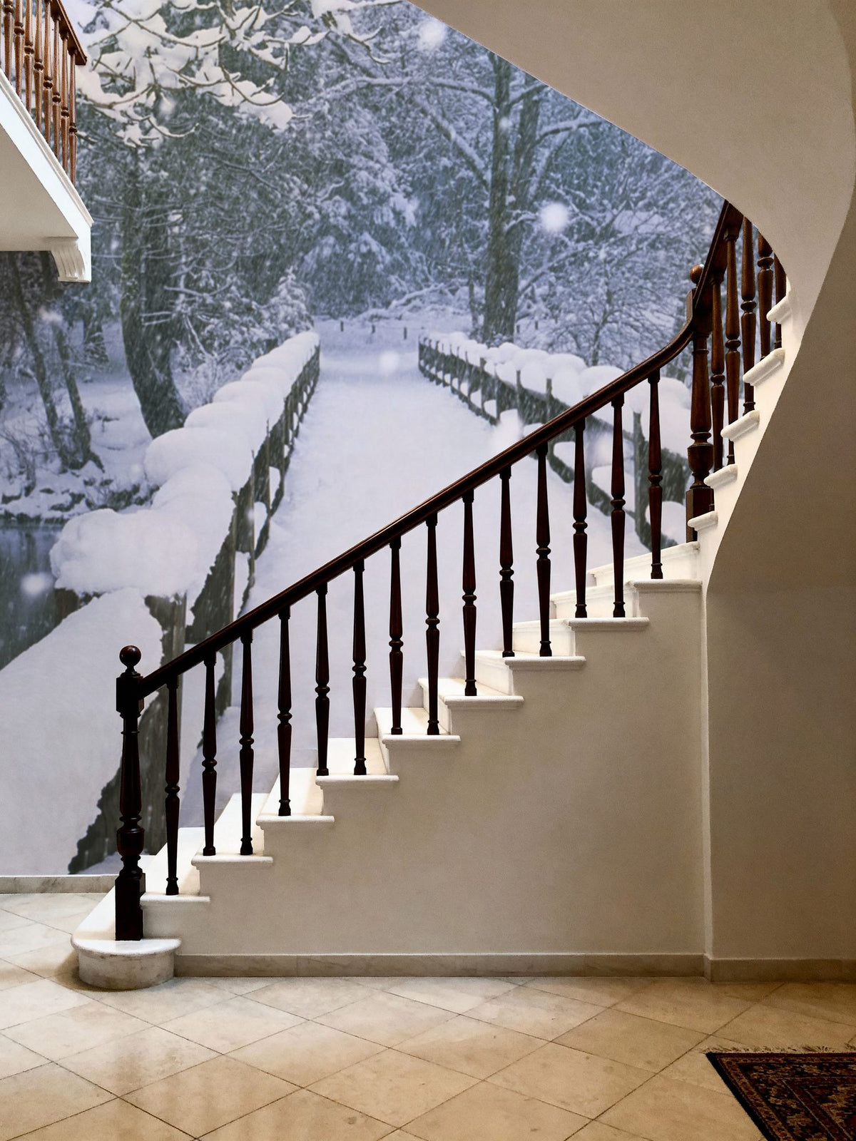 Winter Bridge Serenity Mural Wallpaper - room preview 02