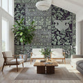 Flowers and Berries Green Mural Wallpaper - room preview 02