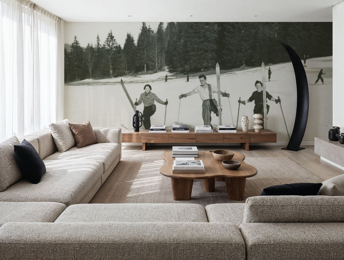 Wooden Skis Mural Wallpaper - room preview 02