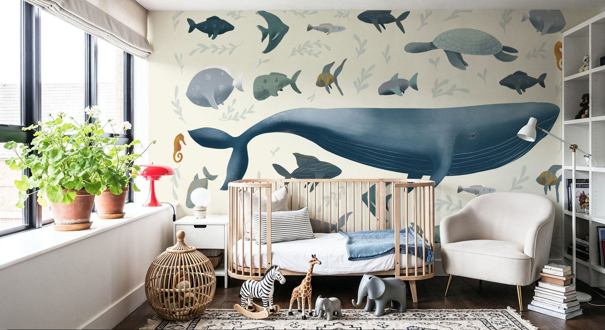Ocean Life Mural Wallpaper - room preview 02