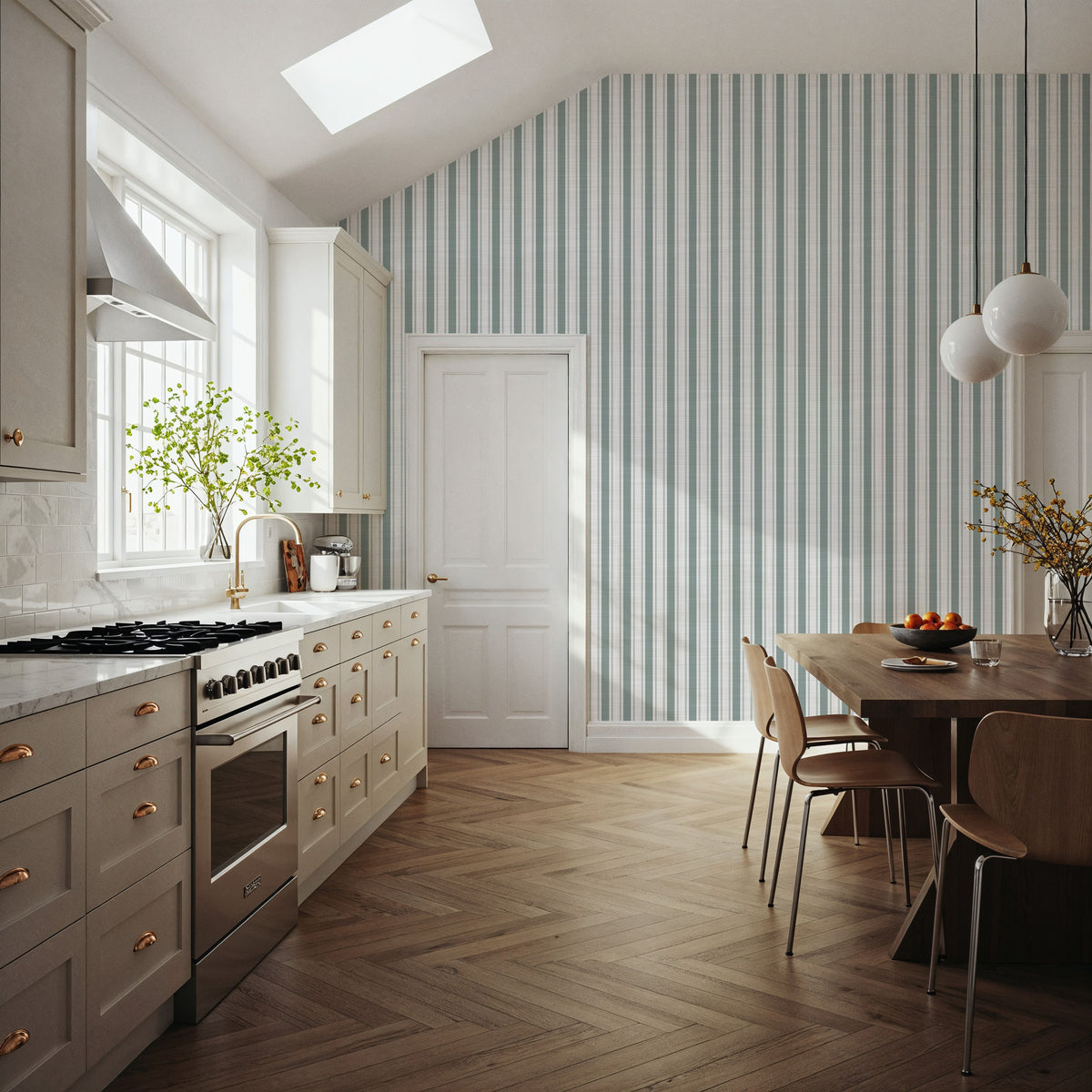 Les Andelys Vertical, Duck Egg Mural Wallpaper - room preview 02