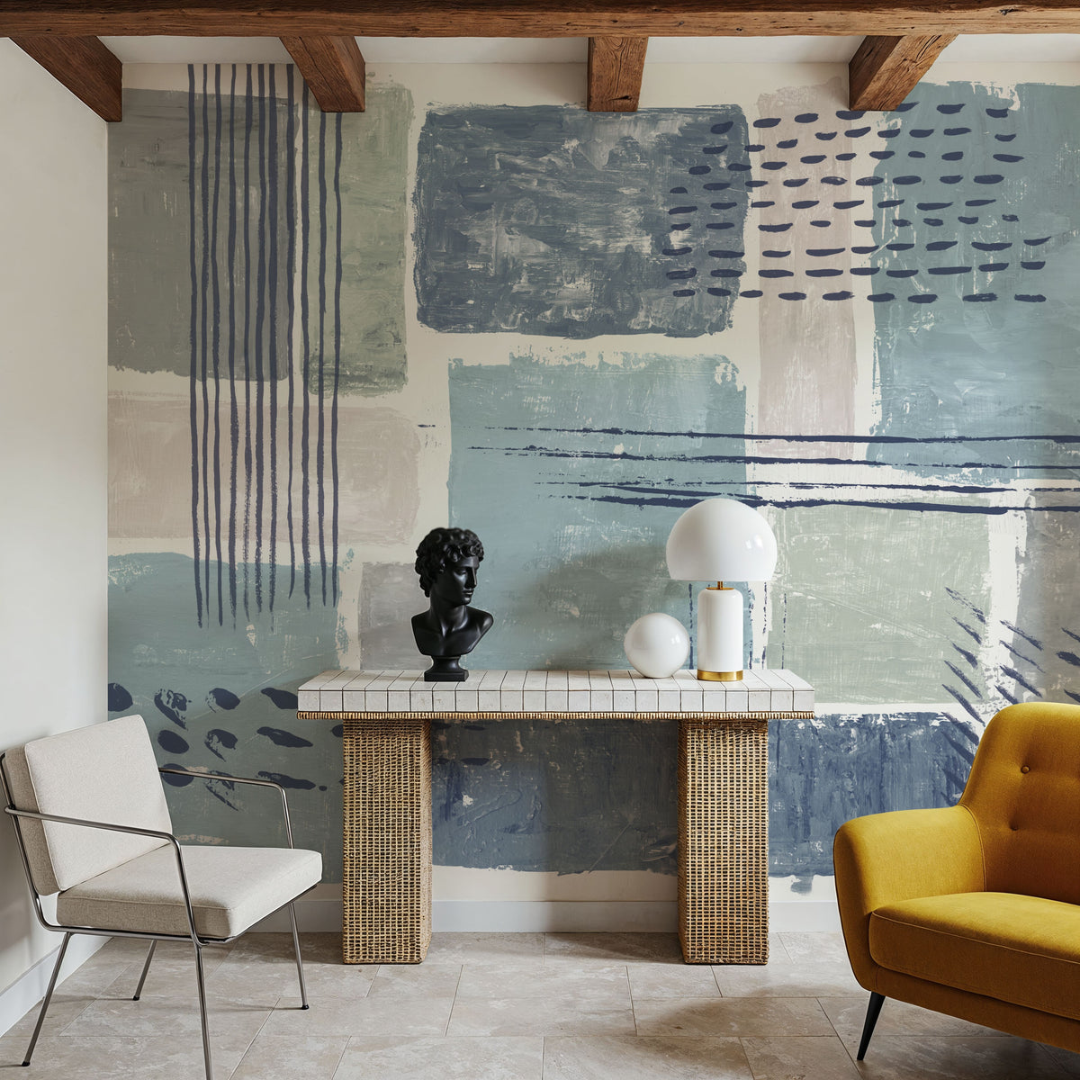 Between the Lines Mural Wallpaper - room preview 02