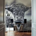 Highland Cow Pastures II Mural Wallpaper - Neutral Tone - room preview 02
